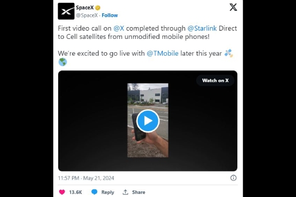 Unmodified Phones Video Call Through Starlink