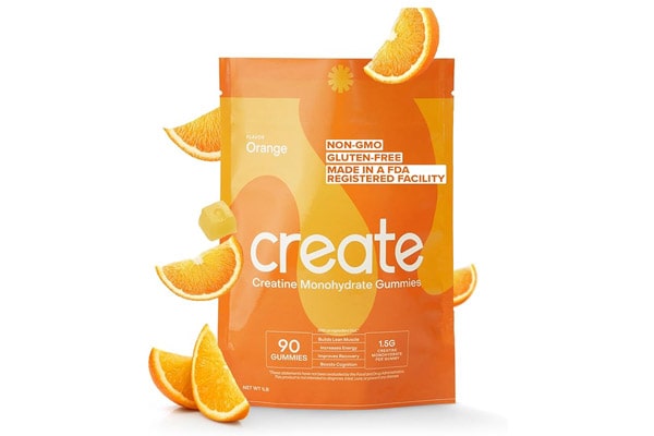 Boost Focus, Strength & Endurance! Anti-melting, Gluten-Free, Non-GMO - 1.5g Creatine Per Gummy (Orange, 90ct)